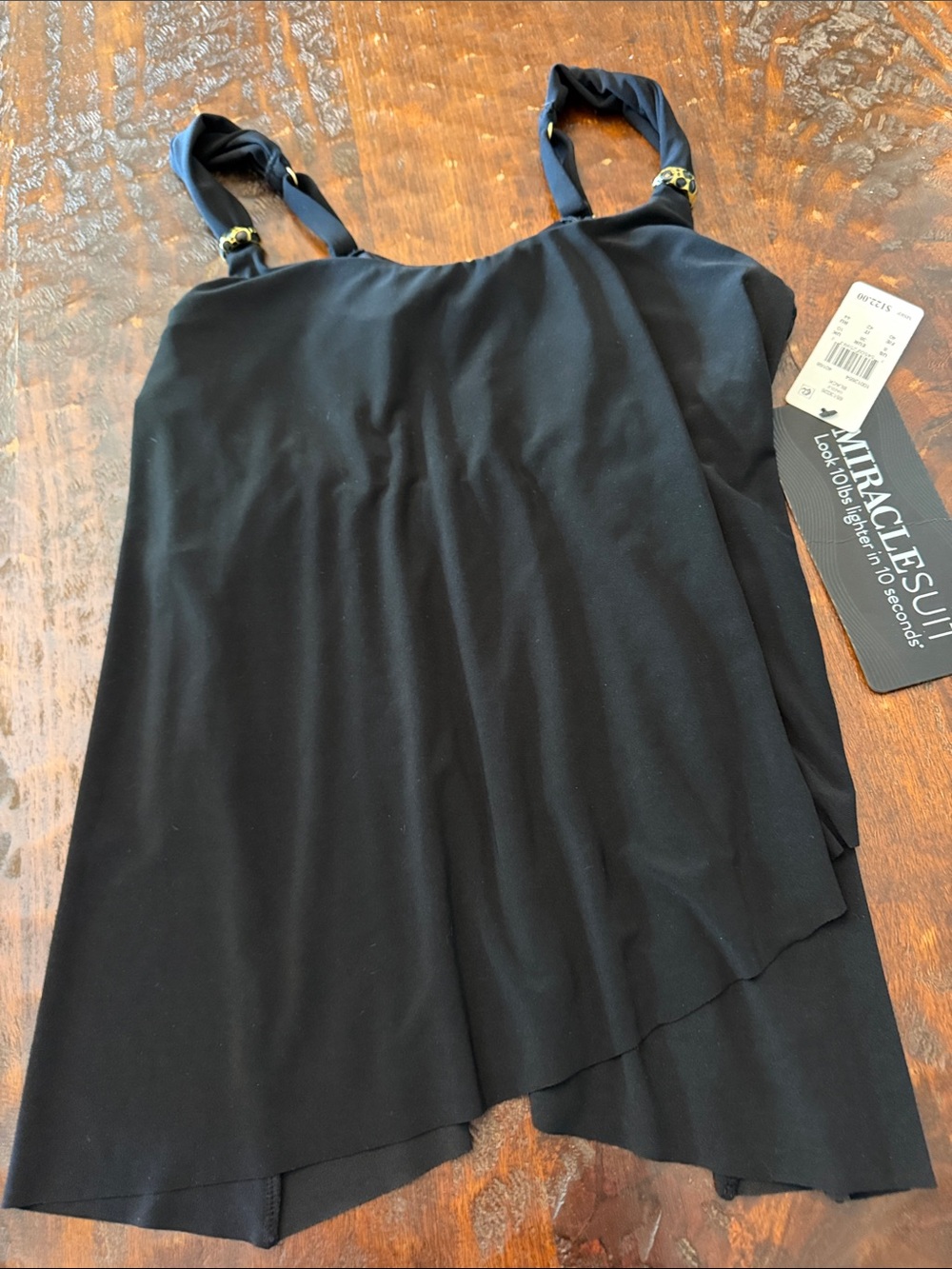 Miraclesuit Black Asymmetrical Tankini with Twisted Straps